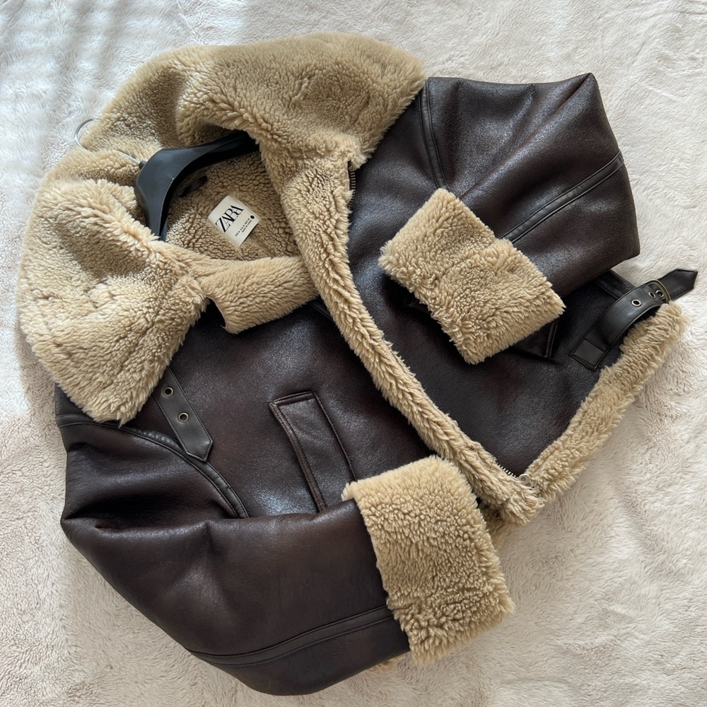 Zara Tan Faux Fur Jacket